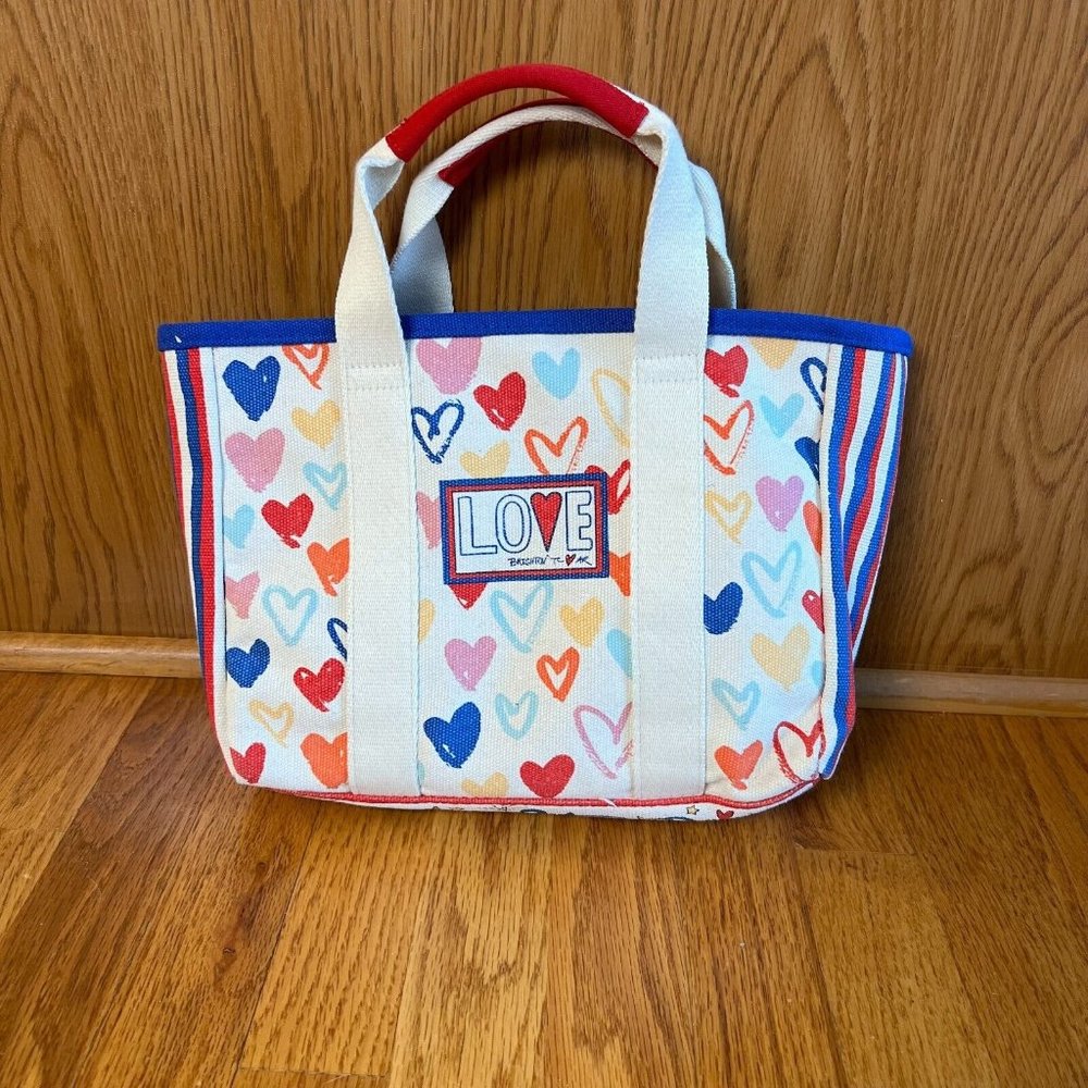 Brighton Red White And‎ You Mini Tote Crossbody Hearts Canvas Fabric Love